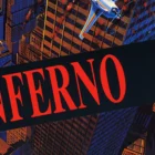 Book cover art for 'Inferno' featuring dramatic cityscape