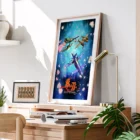 Animated movie poster in a stylish room