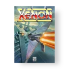 Retro space shooter game cover illustration.